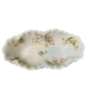 Vintage Antique Haviland France Haviland & Co Limoges Small Oval Trey Gold Trim